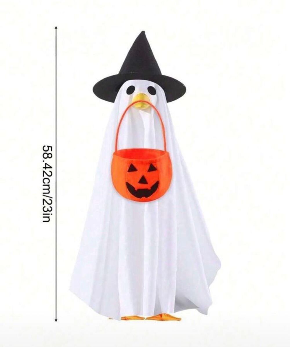 Porch Goose Outfits Halloween Ghost Costume Lawn Goose Clothes Witch Hat 23" - Picture 3 of 5